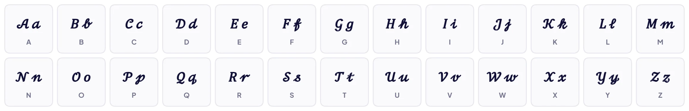 Cursive Letters A to Z